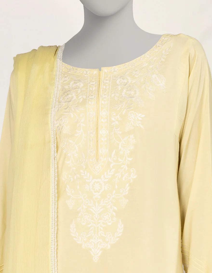 YELLOW IMPURE SILK 3PC STITCHED | JLAWN-S-25-269/S DIP DYE-04 - Image 4