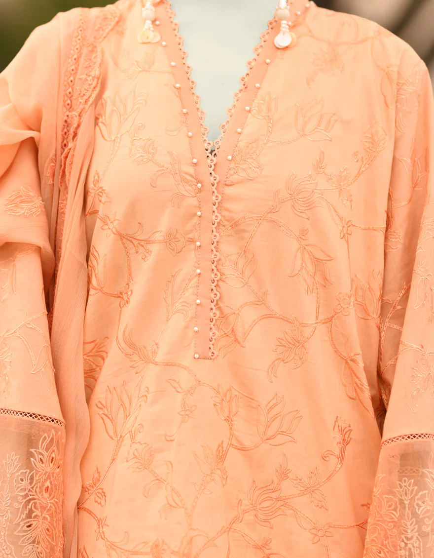 ORANGE CAMBRIC 3PC UNSTITCHED | JLAWN-S-25-3150 SCHIFFLI-02 - Image 3