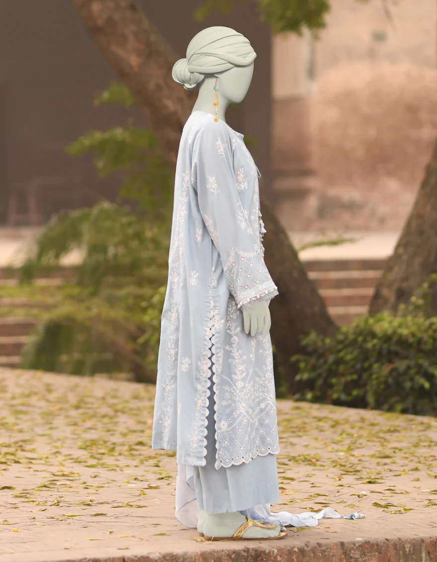 BLUE CAMBRIC 3PC UNSTITCHED | JLAWN-S-25-3151 SCHIFLI-3 - Image 2