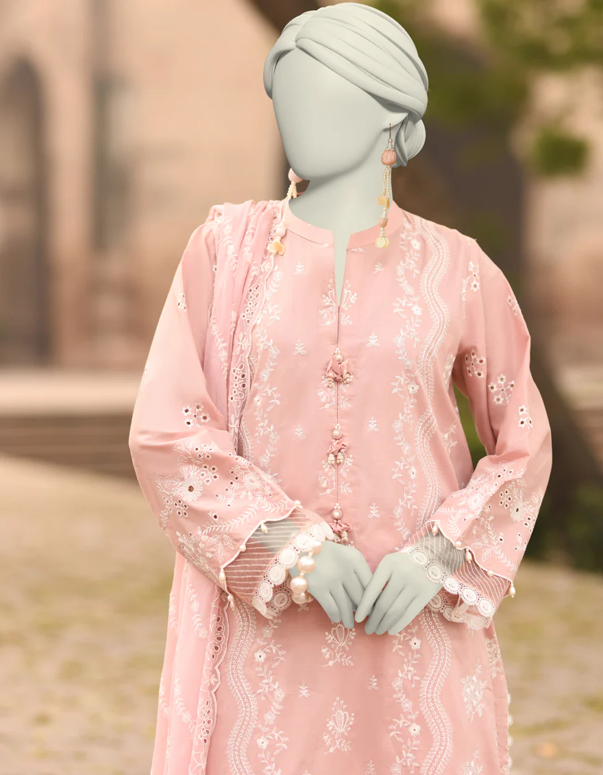 PINK CAMBRIC 3PC UNSTITCHED | JLAWN-S-25-3152 SCHIFLI-4 - Image 3