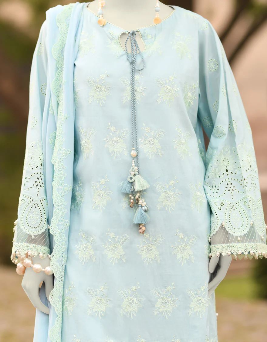 BLUE LAWN 3PC UNSTITCHED | JLAWN-S-25-3154 SCHIFLI-6 - Image 3