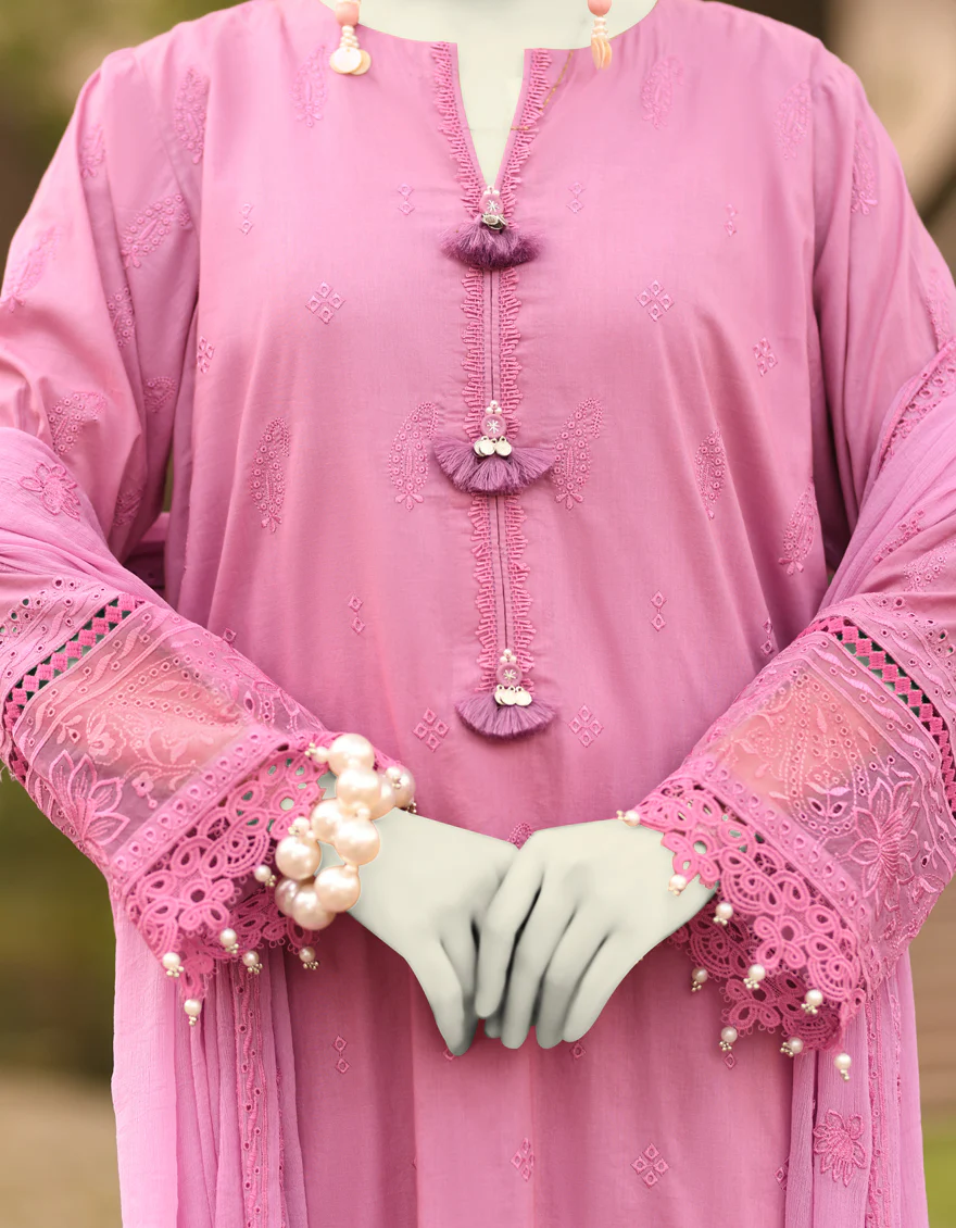 PINK CAMBRIC 3PC UNSTITCHED | JLAWN-S-25-3155 SCHIFLI-7 - Image 3