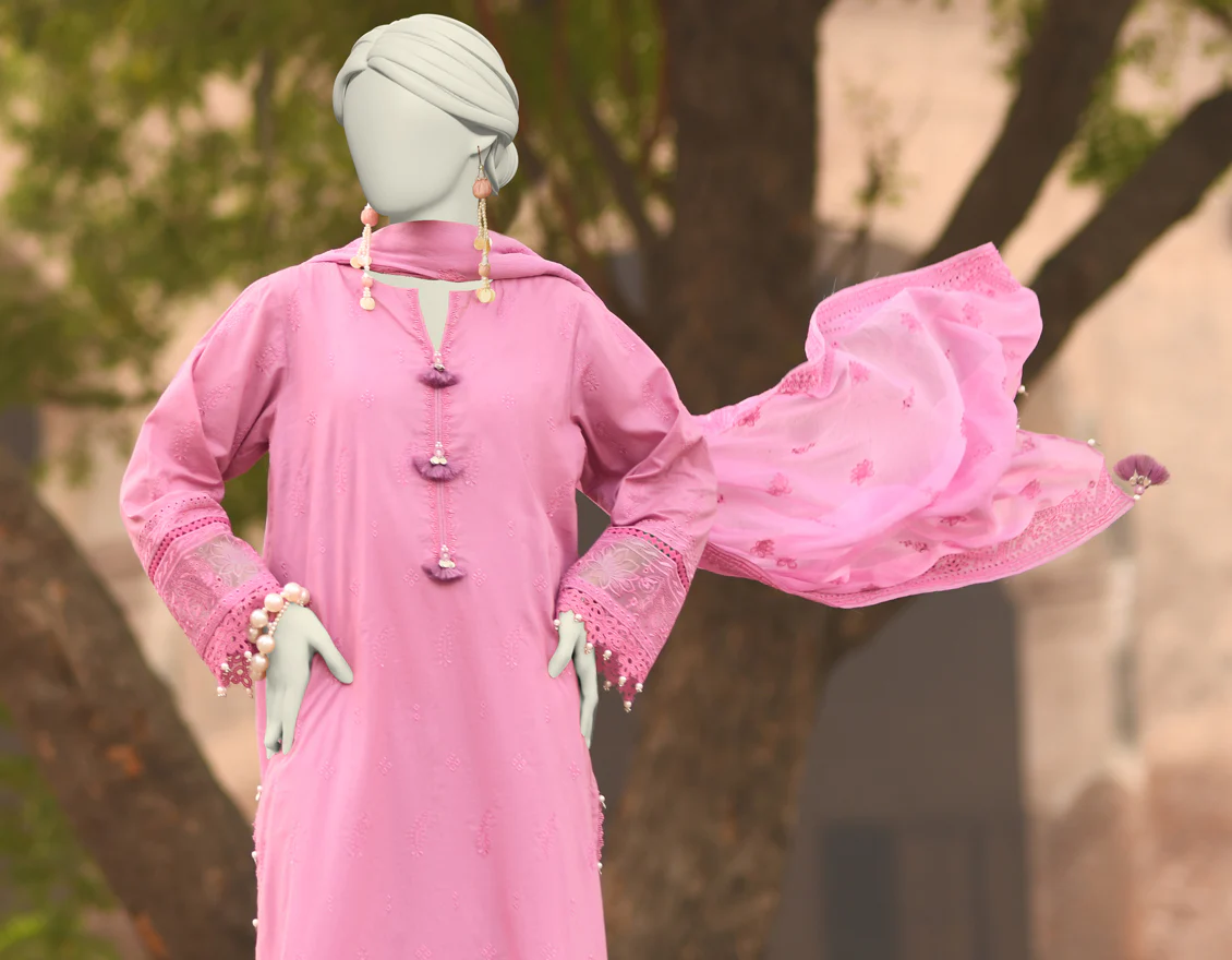 PINK CAMBRIC 3PC UNSTITCHED | JLAWN-S-25-3155 SCHIFLI-7 - Image 4