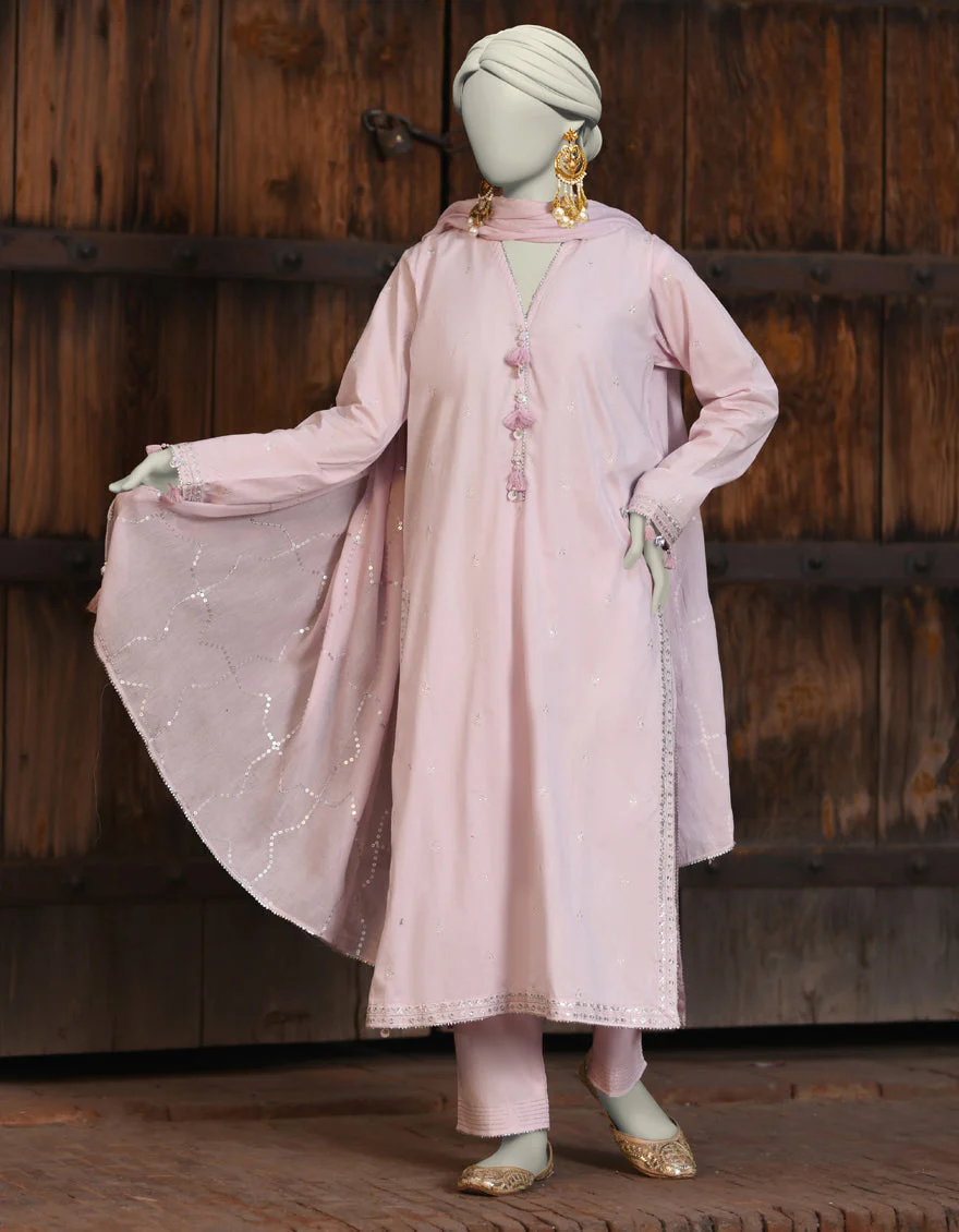 PINK LAWN 3PC UNSTITCHED | JLAWN-S-25-3173 NEEDLE WORK-5