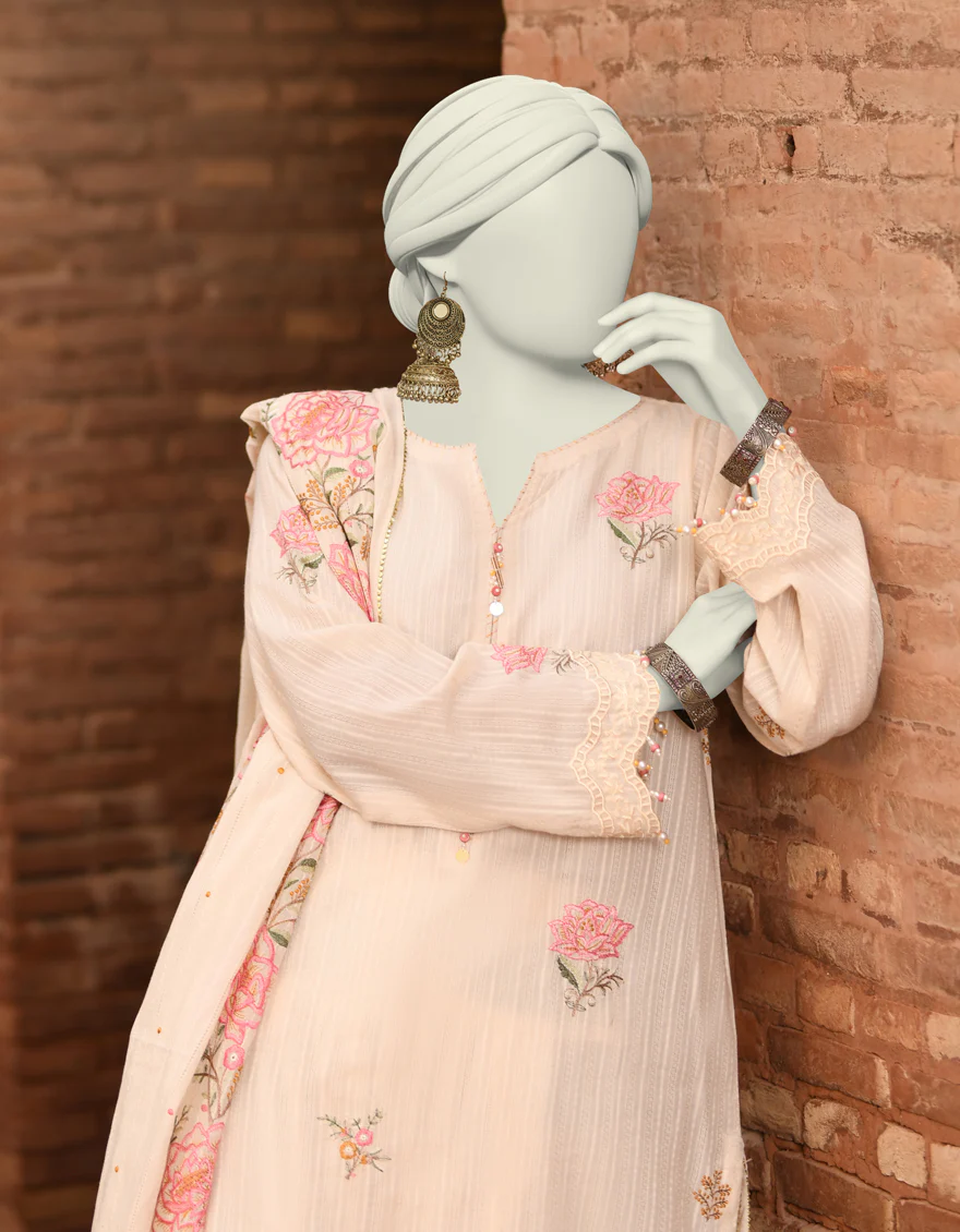 WHITE DOBBY 3PC UNSTITCHED | JLAWN-S-25-3182 GRANDIOSE-2 - Image 3