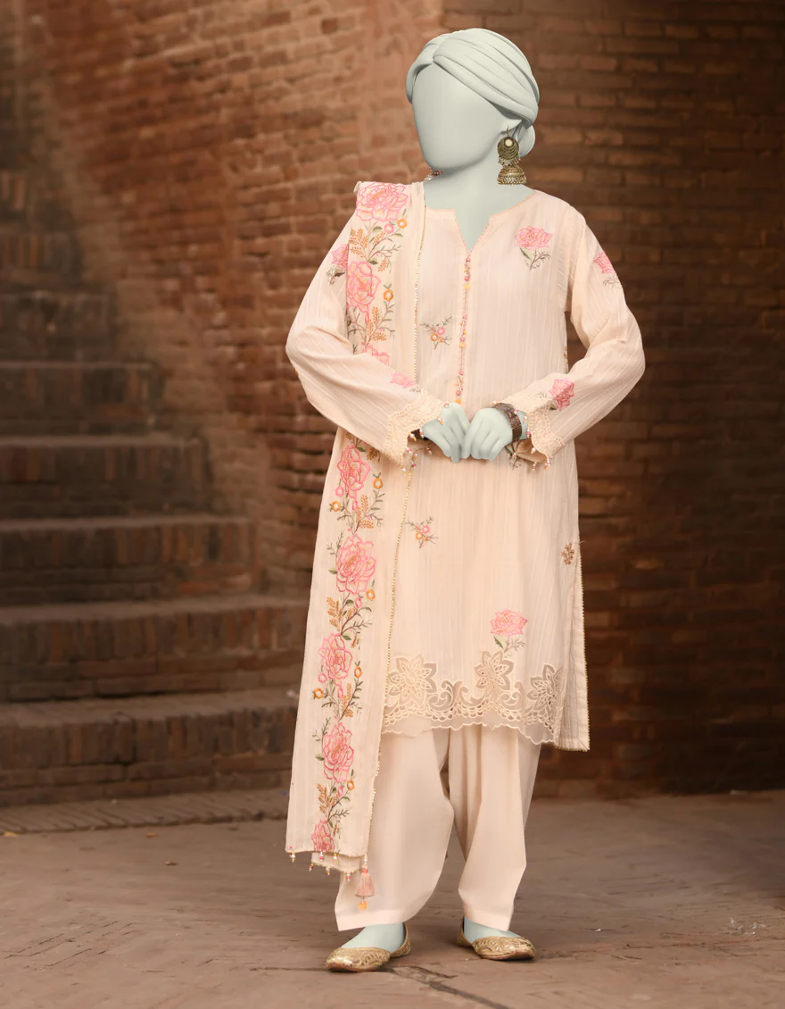 WHITE DOBBY 3PC UNSTITCHED | JLAWN-S-25-3182 GRANDIOSE-2 - Image 4