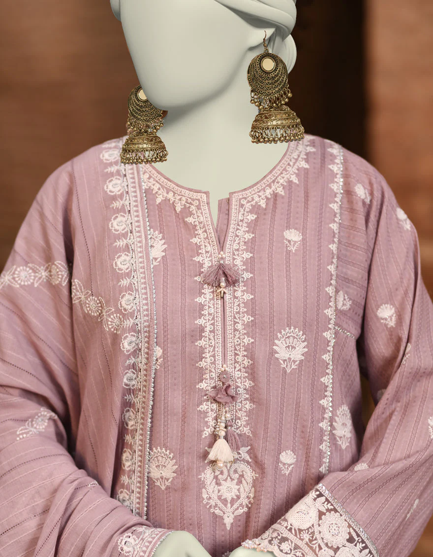BROWN DOBBY 3PC UNSTITCHED | JLAWN-S-25-3184 GRANDIOSE-4 - Image 3