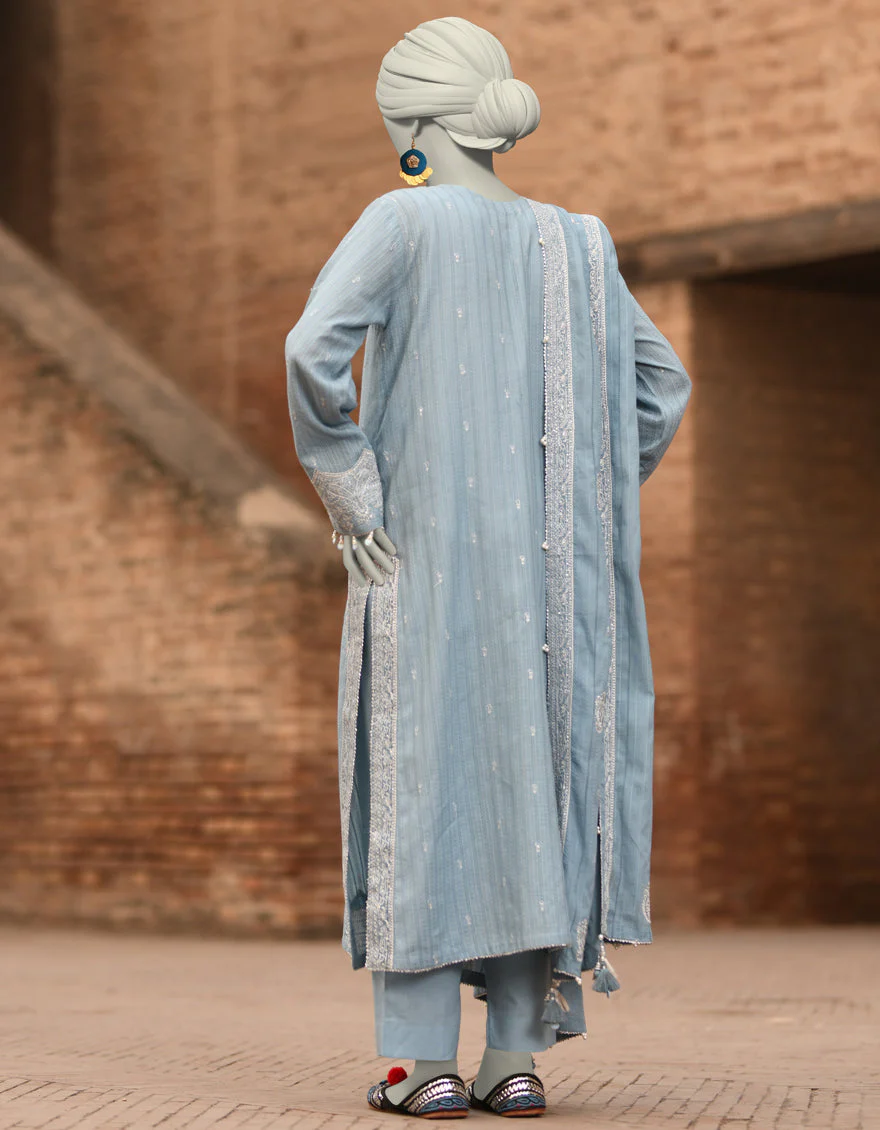 BLUE DOBBY 3PC UNSTITCHED | JLAWN-S-25-3185 GRANDIOUS-05 - Image 2