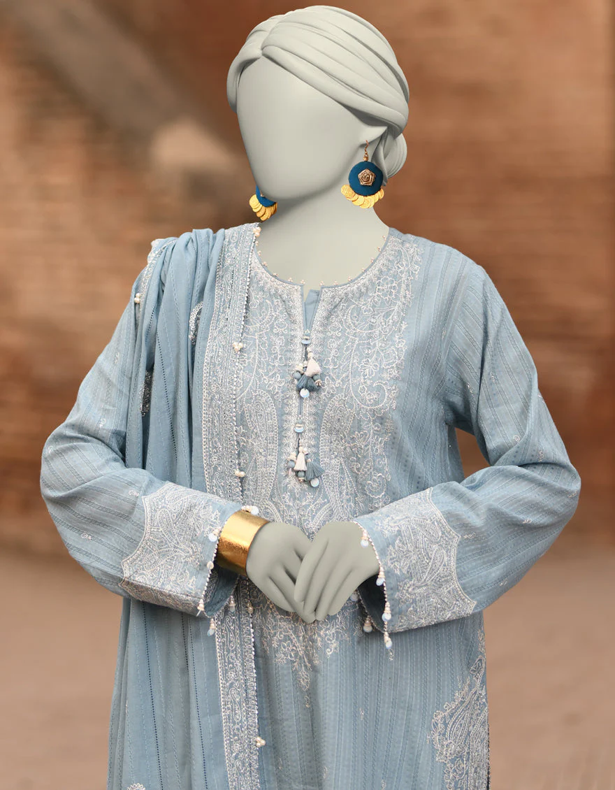 BLUE DOBBY 3PC UNSTITCHED | JLAWN-S-25-3185 GRANDIOUS-05 - Image 3