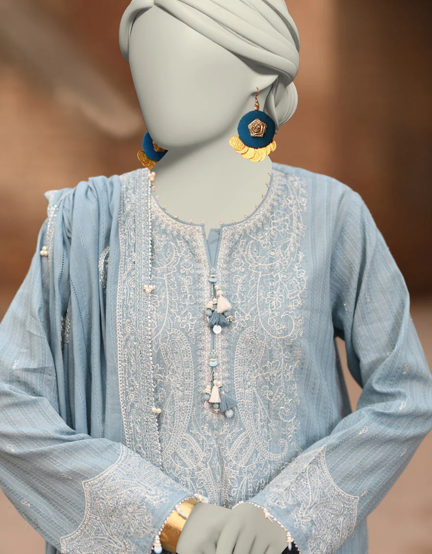 BLUE DOBBY 3PC UNSTITCHED | JLAWN-S-25-3185 GRANDIOUS-05 - Image 4