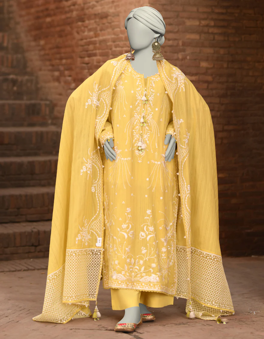 YELLOW DOBBY 3PC UNSTITCHED | JLAWN-S-25-3186 GRANDIOUS-06 - Image 2
