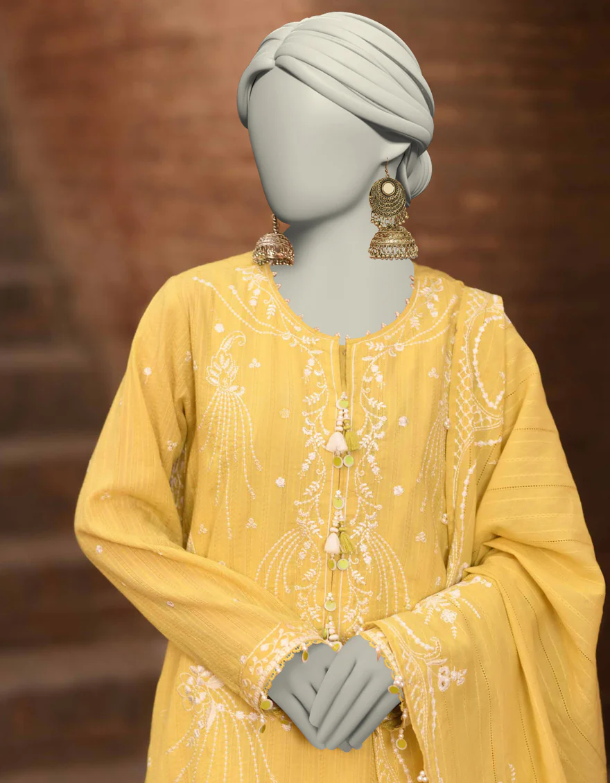 YELLOW DOBBY 3PC UNSTITCHED | JLAWN-S-25-3186 GRANDIOUS-06 - Image 3