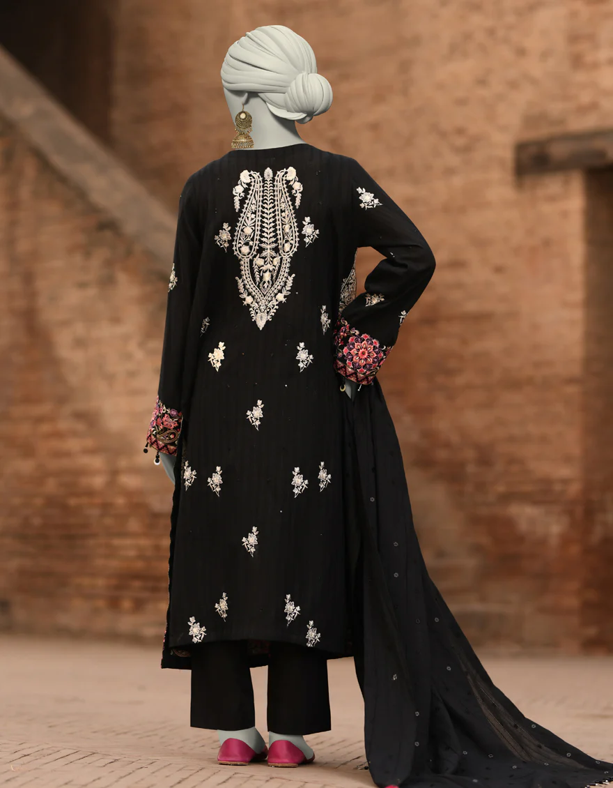 BLACK DOBBY 3PC UNSTITCHED | JLAWN-S-25-3187 GRANDIOSE-07 - Image 2