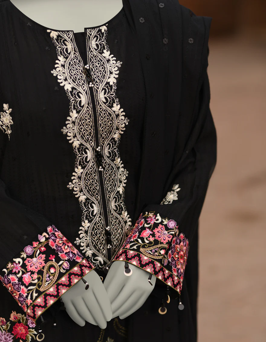 BLACK DOBBY 3PC UNSTITCHED | JLAWN-S-25-3187 GRANDIOSE-07 - Image 3