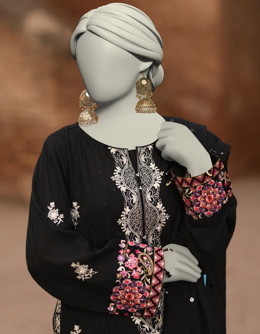 BLACK DOBBY 3PC UNSTITCHED | JLAWN-S-25-3187 GRANDIOSE-07 - Image 5
