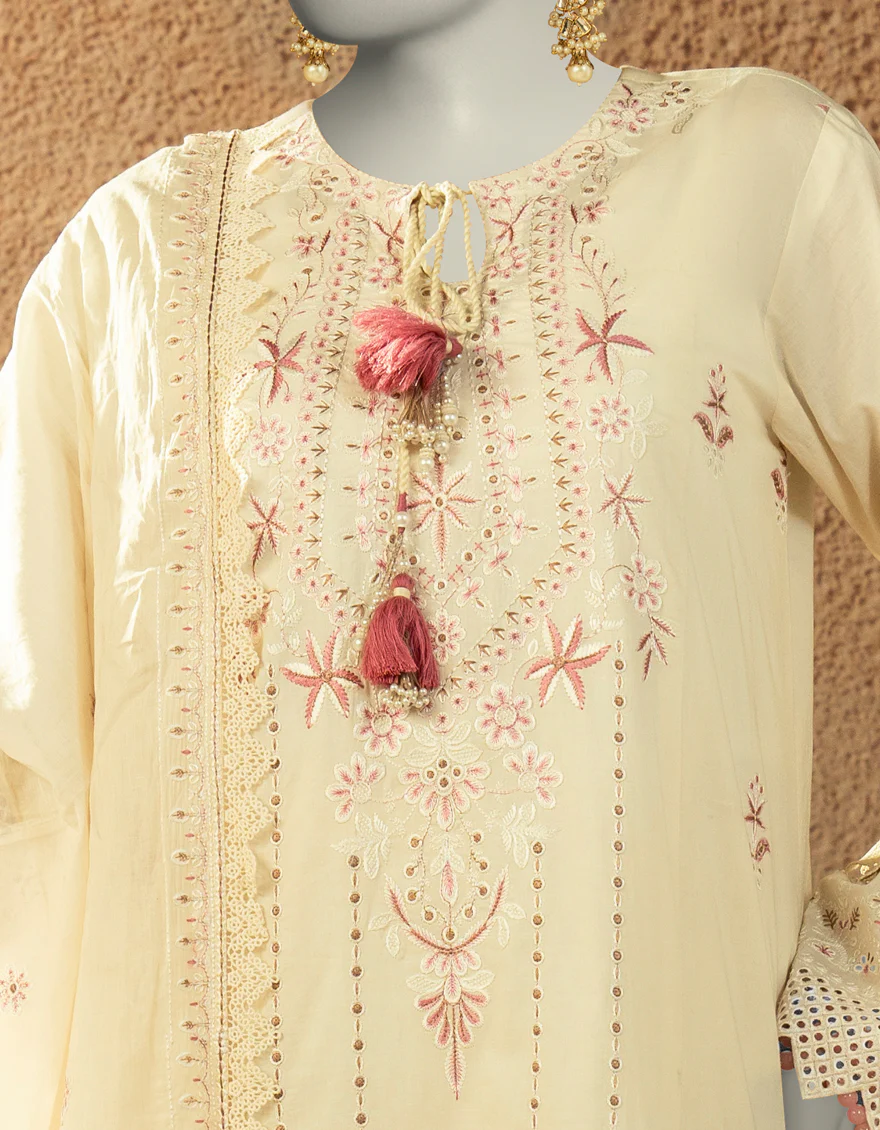 WHITE JACQUARD 3PC UNSTITCHED | JLAWN-S-25-3252 LUXE C-4 - Image 2
