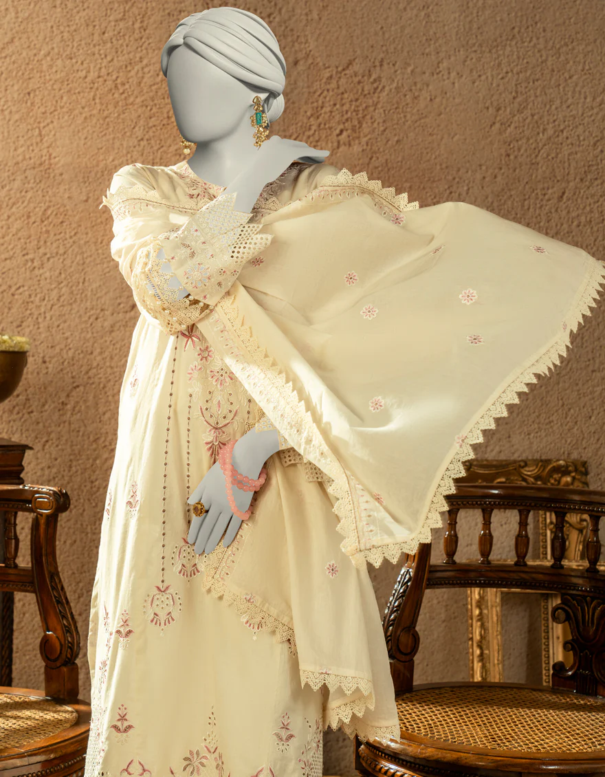 WHITE JACQUARD 3PC UNSTITCHED | JLAWN-S-25-3252 LUXE C-4 - Image 3
