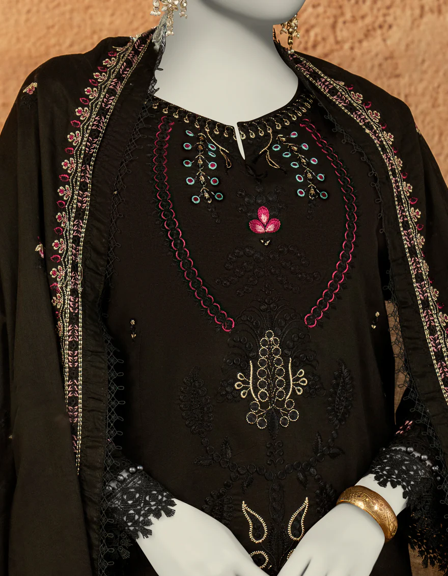 BLACK JACQUARD 3PC UNSTITCHED | JLAWN-S-25-3256 LUXE C-8 - Image 2