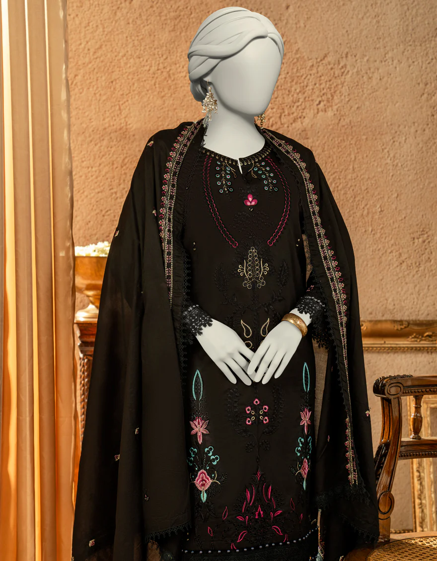 BLACK JACQUARD 3PC UNSTITCHED | JLAWN-S-25-3256 LUXE C-8 - Image 3