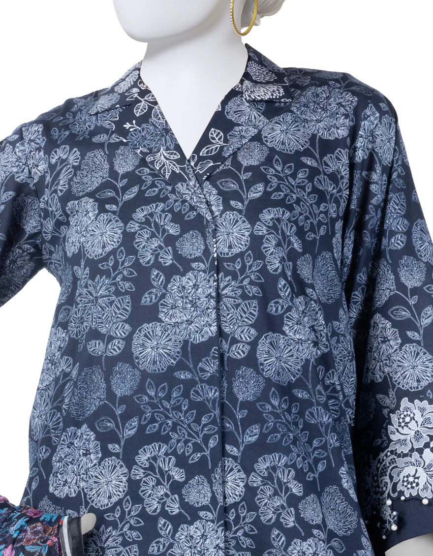 BLUE LAWN 3PC UNSTITCHED | JLAWN-S-25-3267 KANTHA KAHANI-3 - Image 3