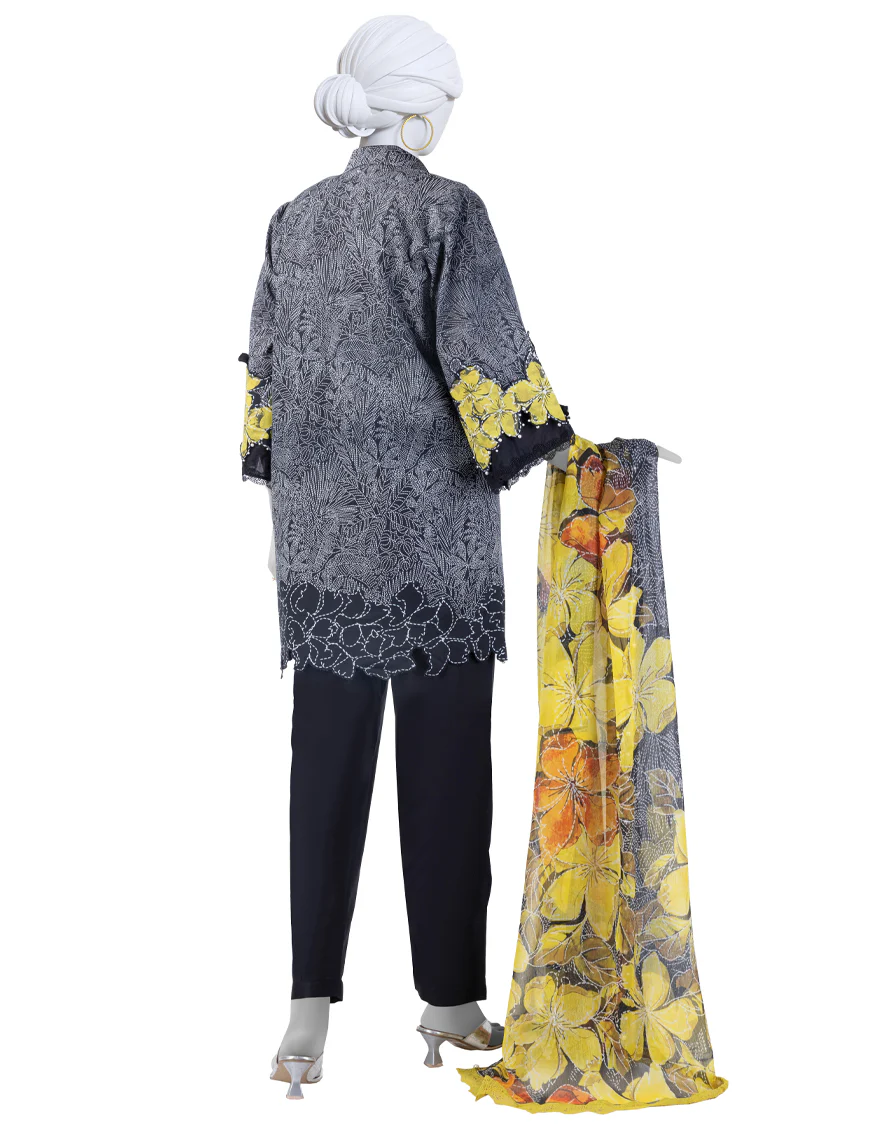 BLACK LAWN 3PC UNSTITCHED | JLAWN-S-25-3272 KANTHA KAHANI-8 - Image 2