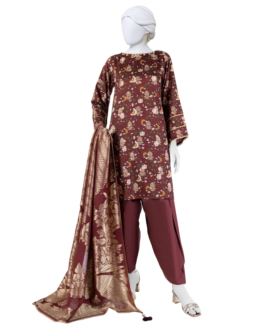 MULTICOLOR JACQUARD 3PC UNSTITCHED | JLAWN-S-25-3283 KALAMKARI-3