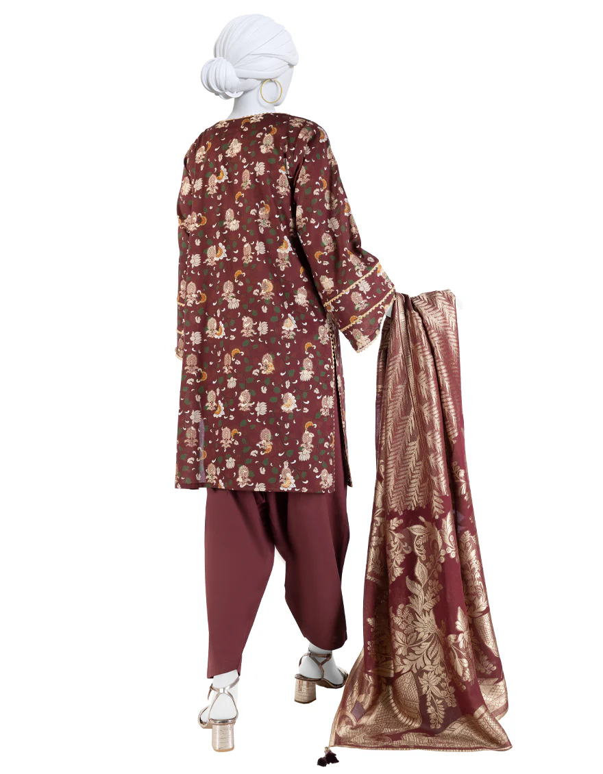 MULTICOLOR JACQUARD 3PC UNSTITCHED | JLAWN-S-25-3283 KALAMKARI-3 - Image 2