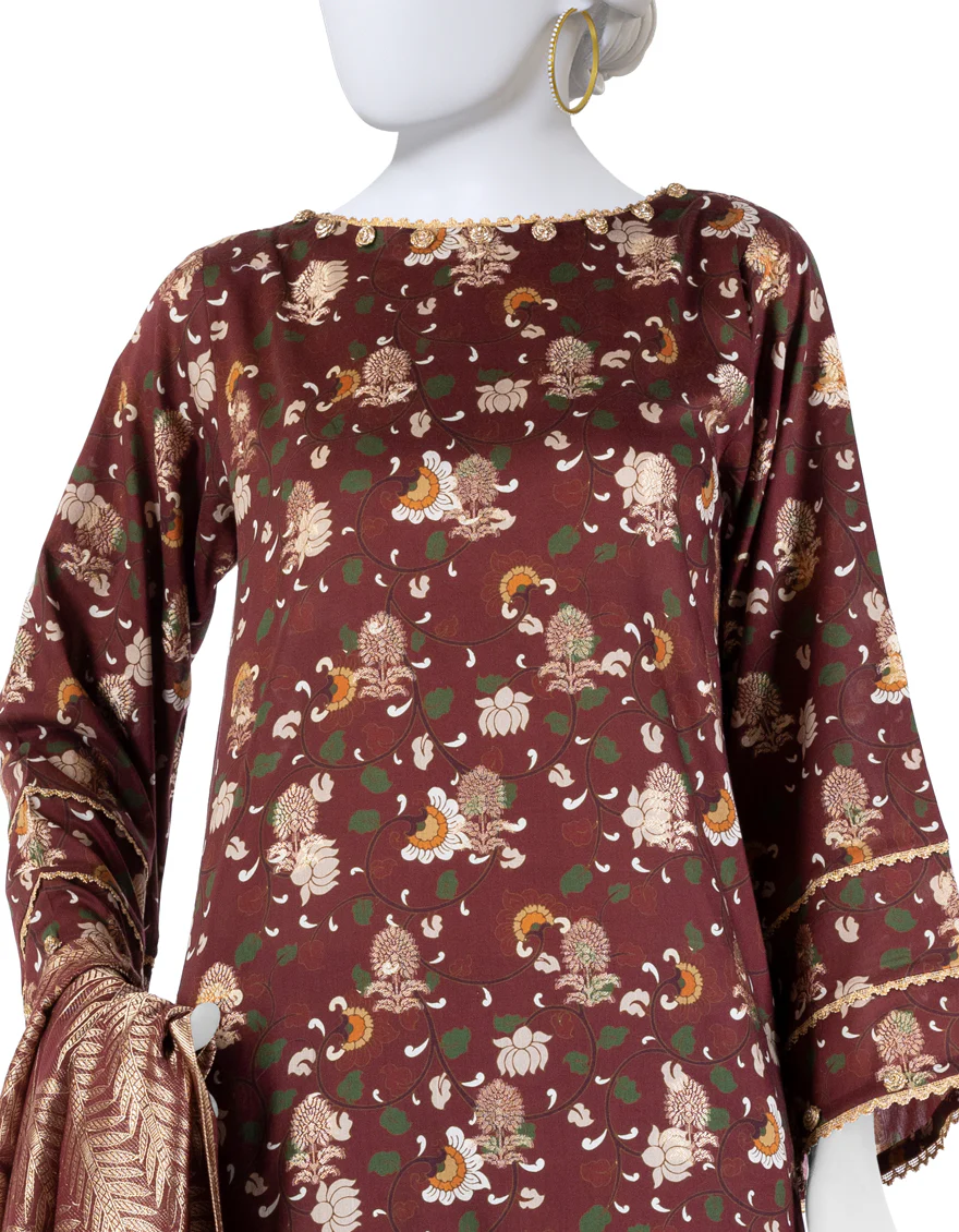MULTICOLOR JACQUARD 3PC UNSTITCHED | JLAWN-S-25-3283 KALAMKARI-3 - Image 3