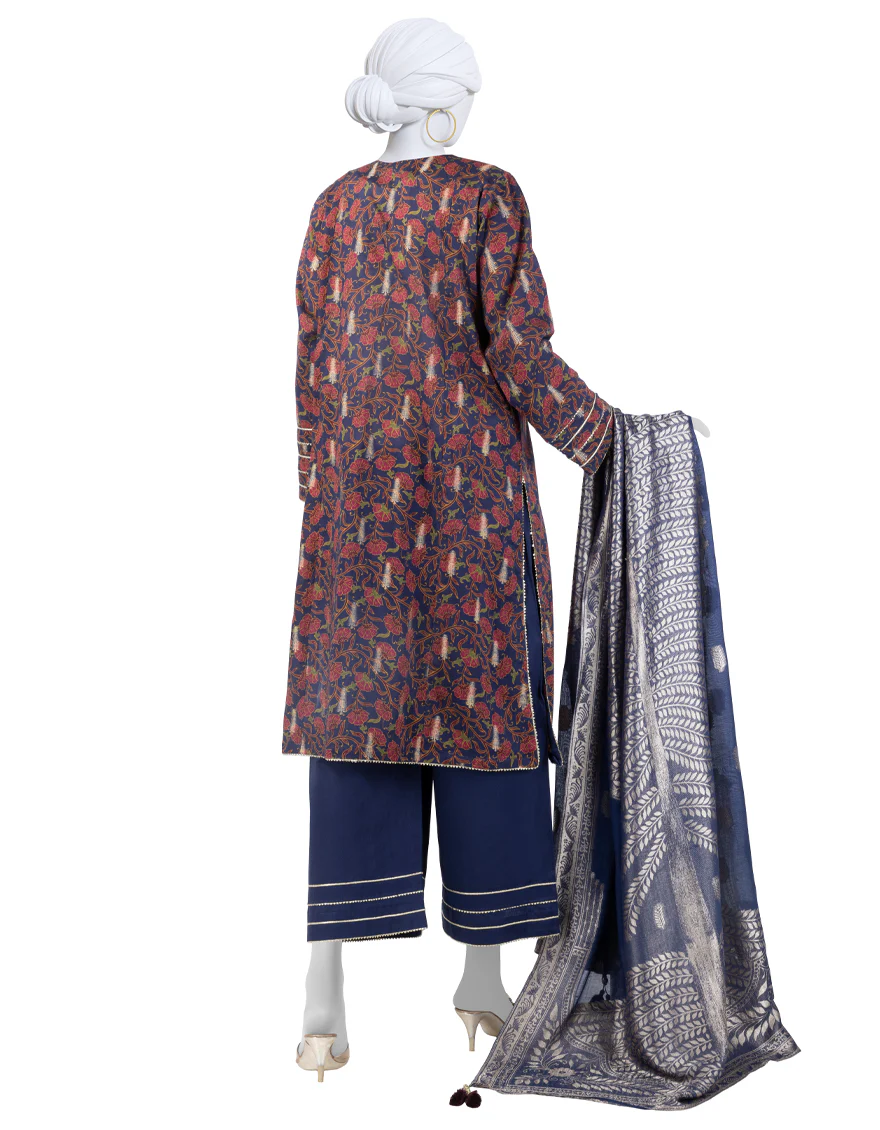BLUE JACQUARD 3PC UNSTITCHED | JLAWN-S-25-3284 KALAMKARI-4 - Image 2