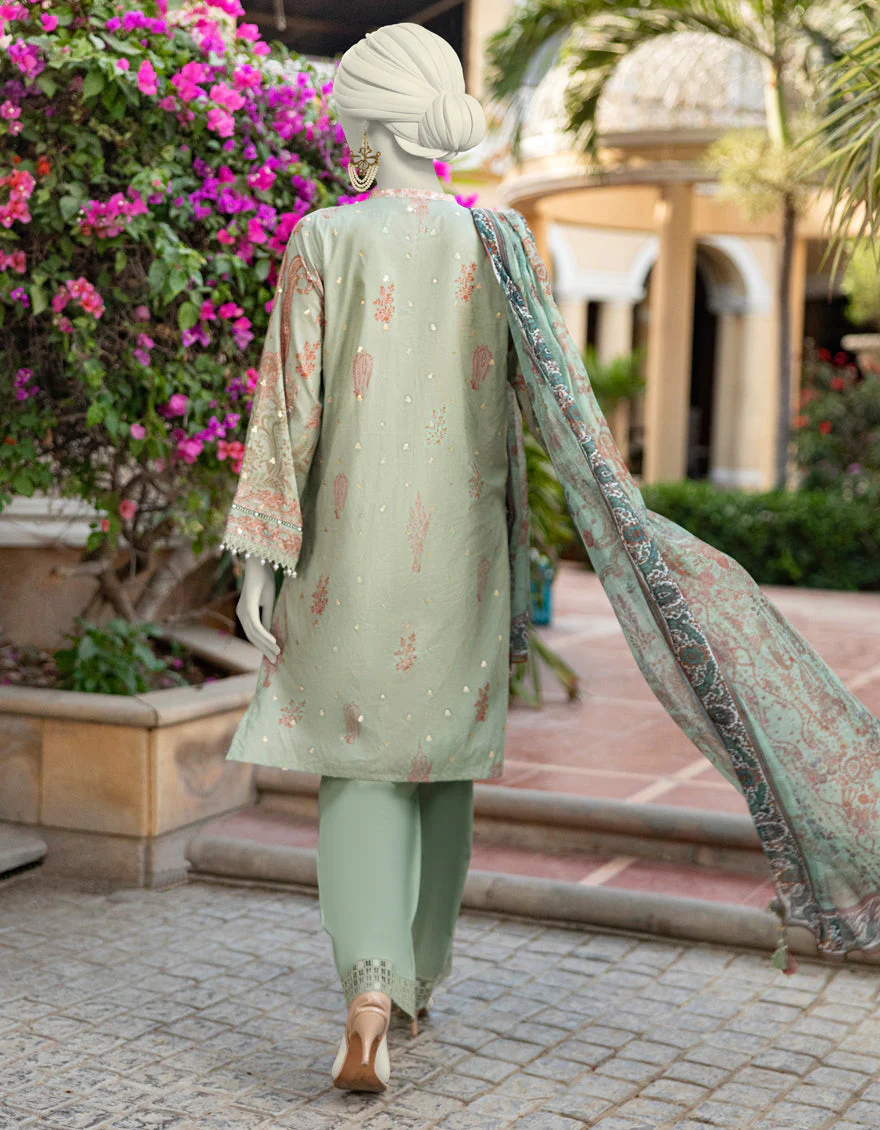 GREEN LAWN 3PC UNSTITCHED | JLAWN-S-25-3363 SHIK - Image 2