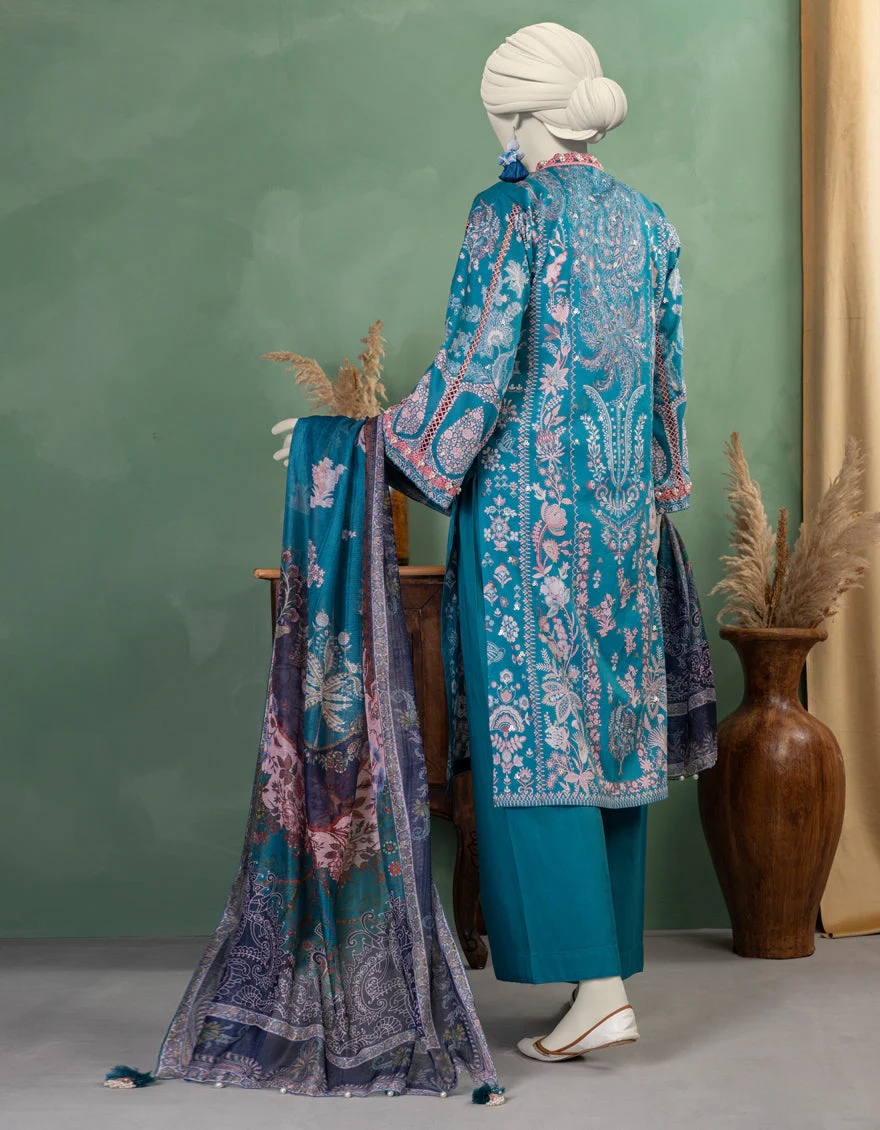 BLUE LAWN 3PC UNSTITCHED | JLAWN-S-25-3366 SHIK - Image 2
