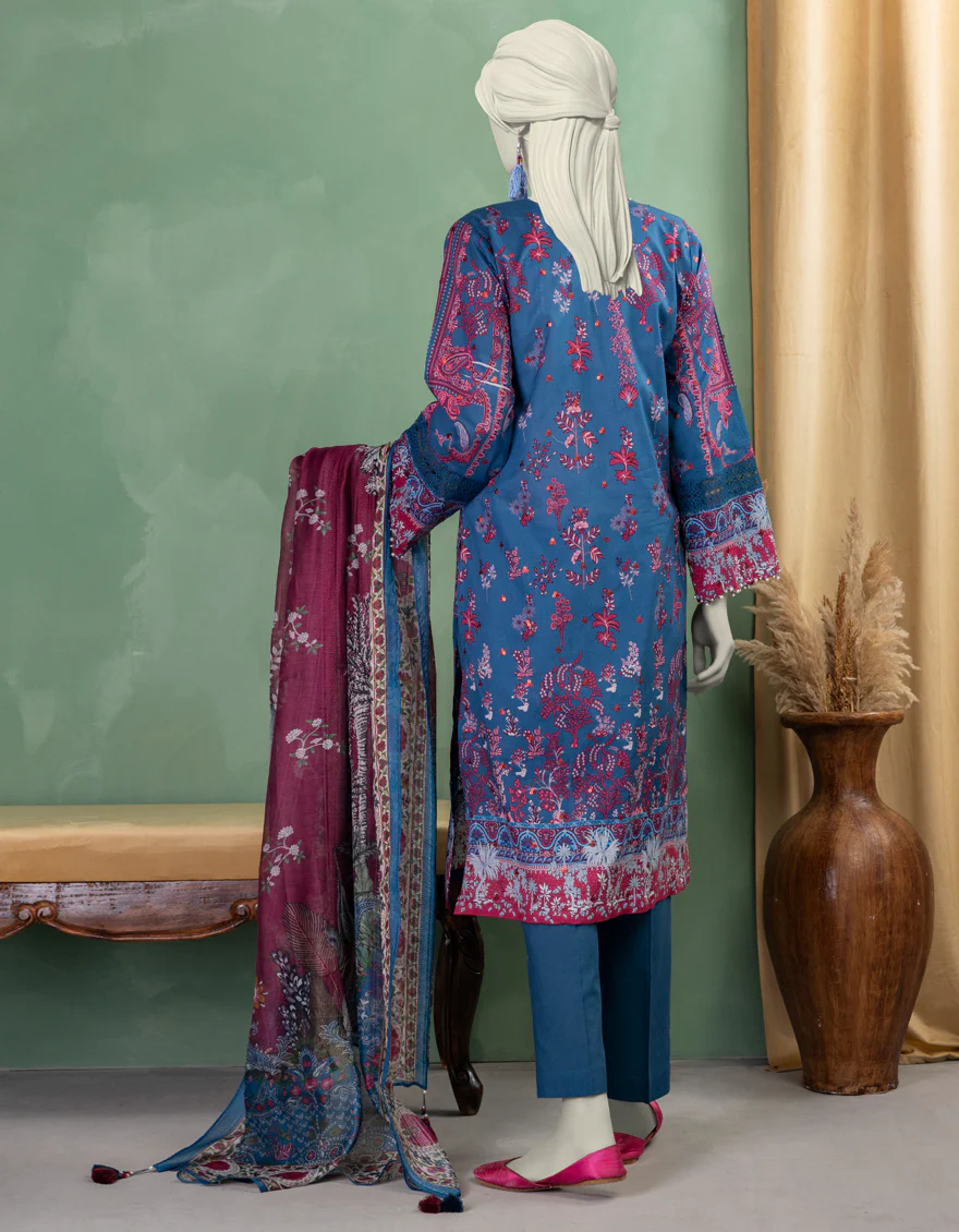 BLUE LAWN 3PC UNSTITCHED | JLAWN-S-25-3370 SHIK - Image 2