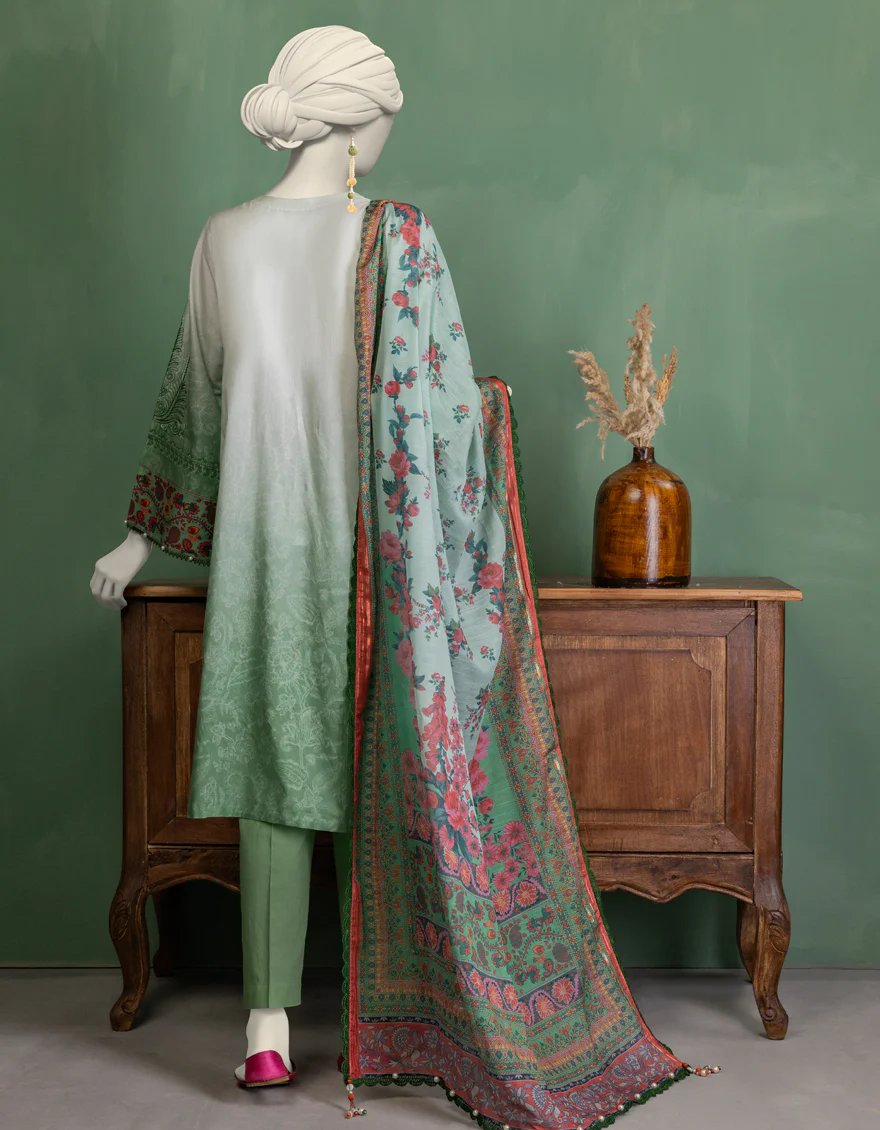 GREEN LAWN 3PC UNSTITCHED | JLAWN-S-25-3389 ROYALE-3 - Image 2