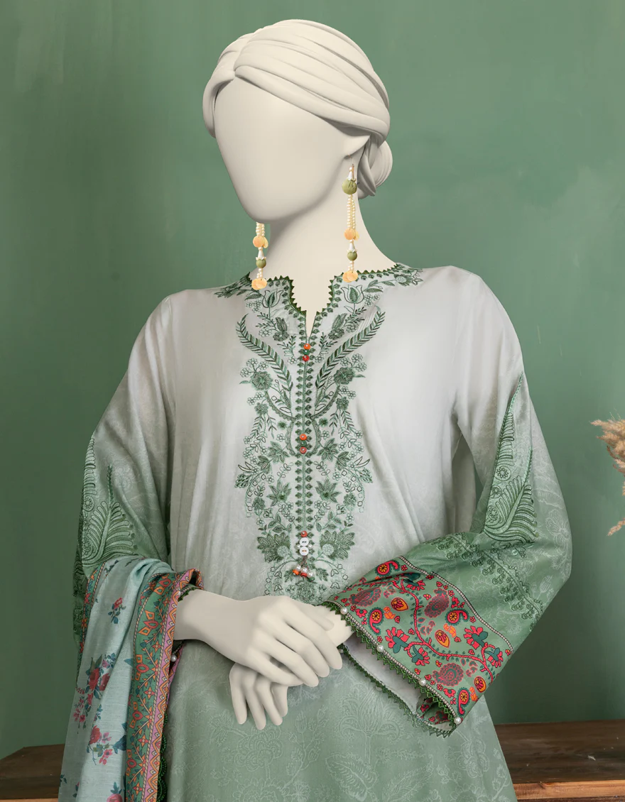 GREEN LAWN 3PC UNSTITCHED | JLAWN-S-25-3389 ROYALE-3 - Image 3