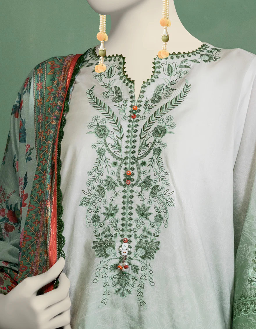 GREEN LAWN 3PC UNSTITCHED | JLAWN-S-25-3389 ROYALE-3 - Image 4