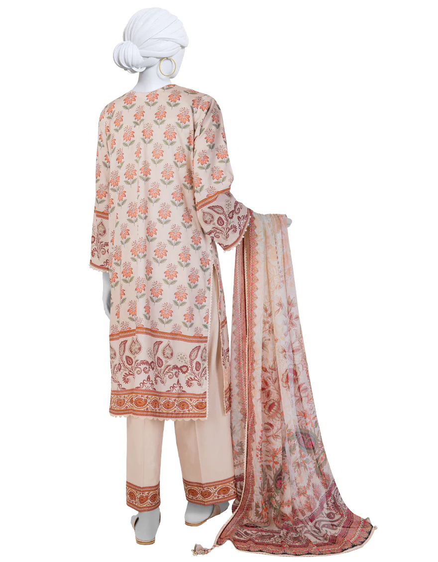 PEACH LAWN 3PC UNSTITCHED | JLAWN-S-25-3400 LUXE - Image 2