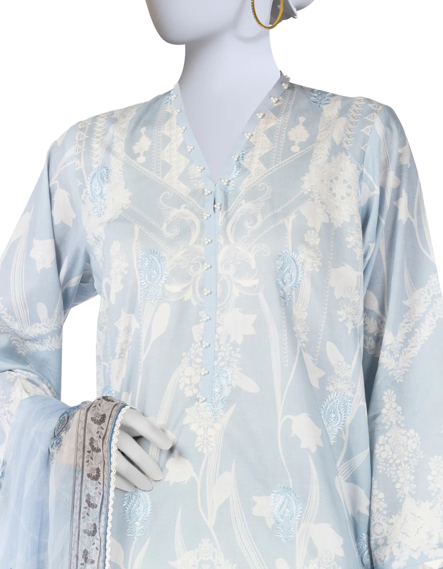 BLUE LAWN 3PC UNSTITCHED | JLAWN-S-25-3401 LUXE - Image 3