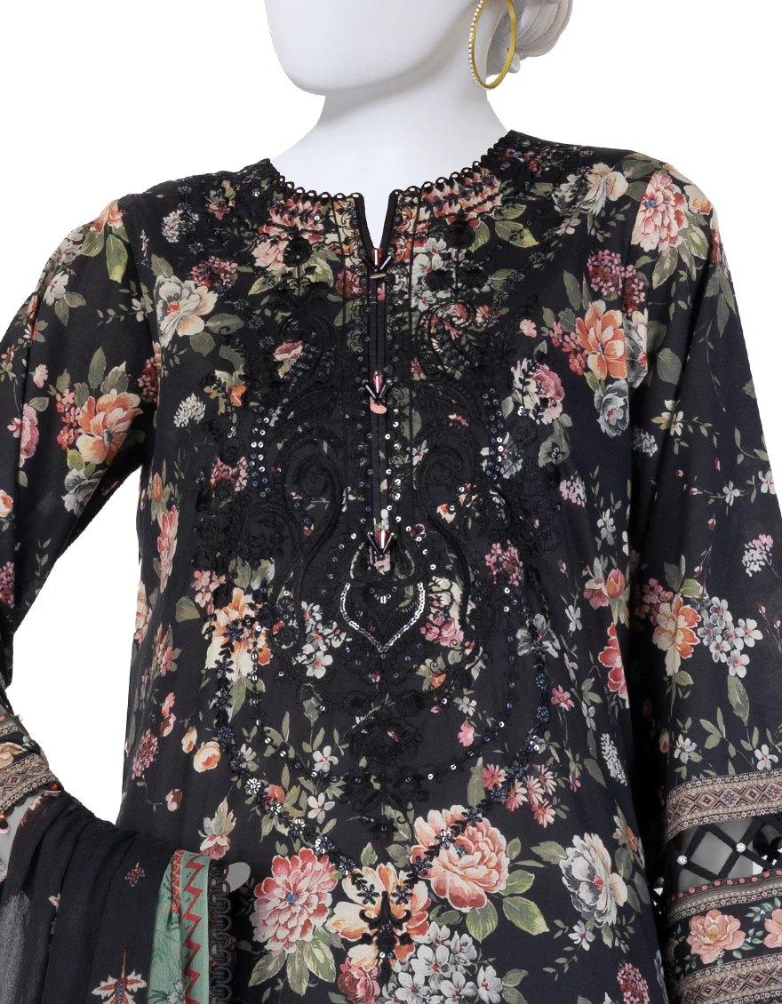 BLACK LAWN 3PC UNSTITCHED | JLAWN-S-25-3404 LUXE - Image 3