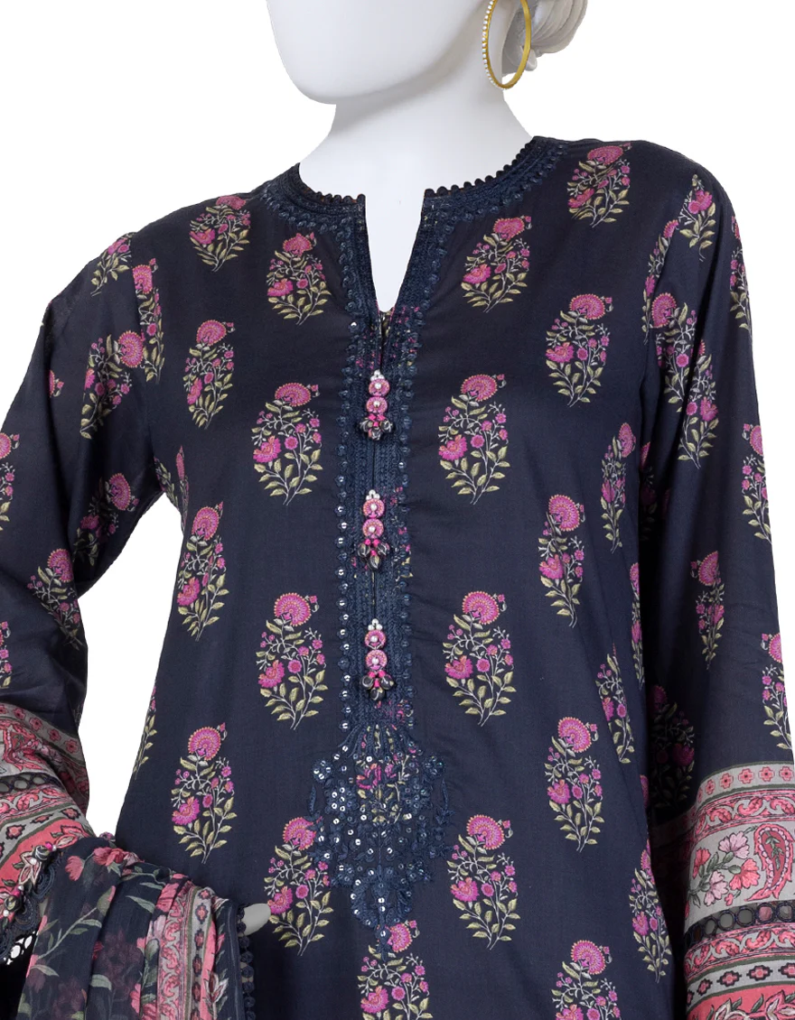 BLUE LAWN 3PC UNSTITCHED | JLAWN-S-25-3405 LUXE - Image 3