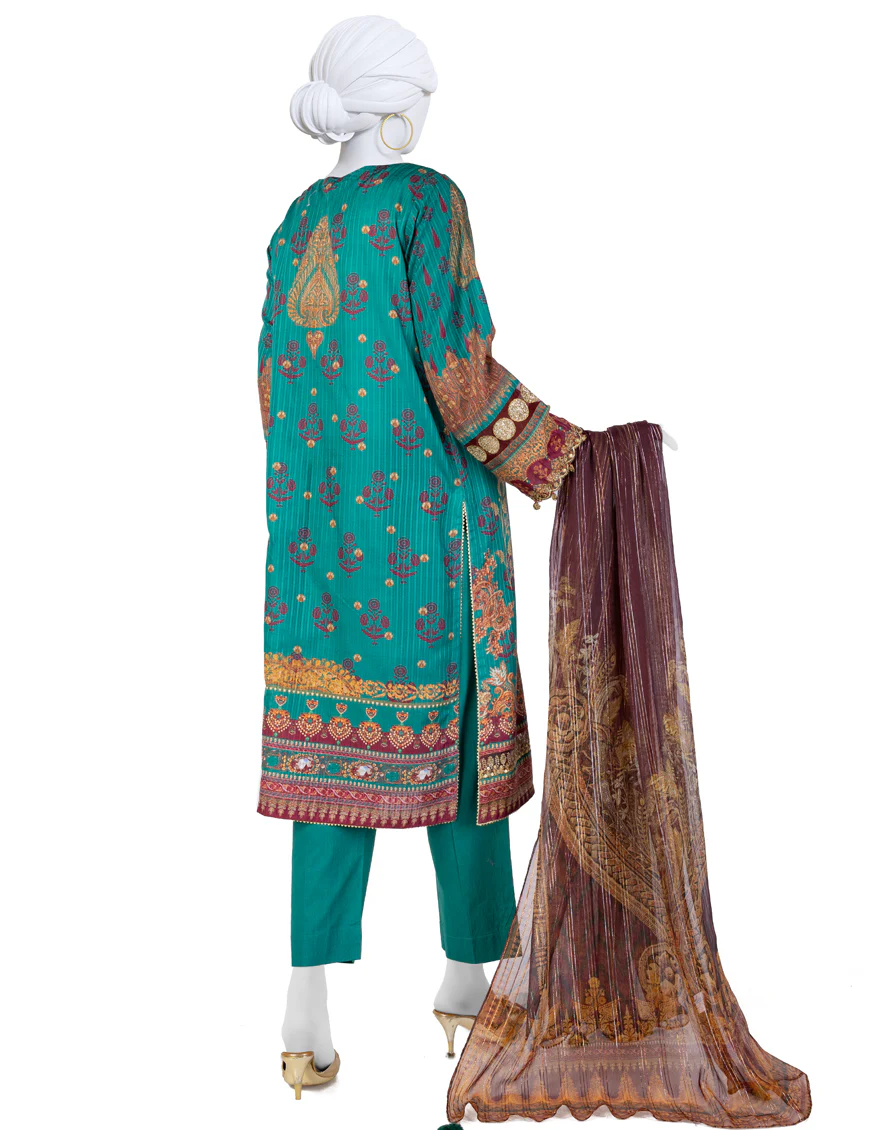 GREEN DOBBY 3PC UNSTITCHED | JLAWN-S-25-809 ROYAL HERITAGE-1 - Image 2