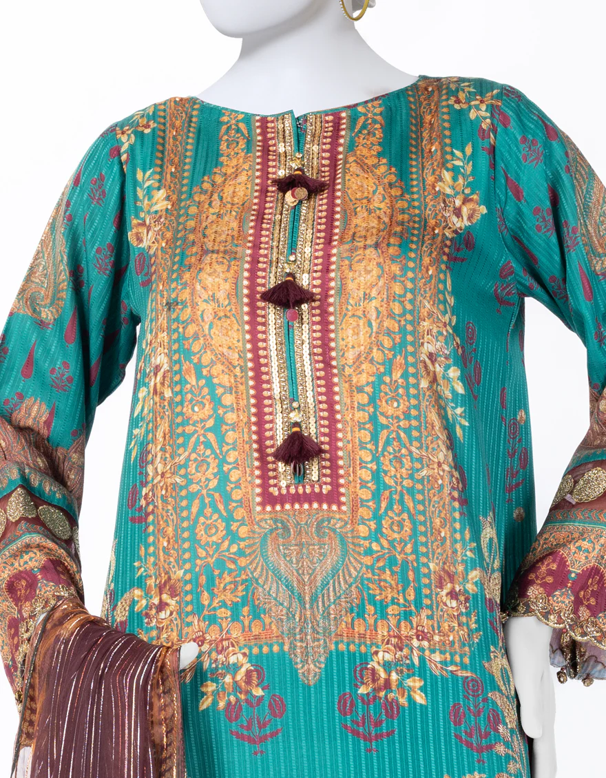 GREEN DOBBY 3PC UNSTITCHED | JLAWN-S-25-809 ROYAL HERITAGE-1 - Image 3