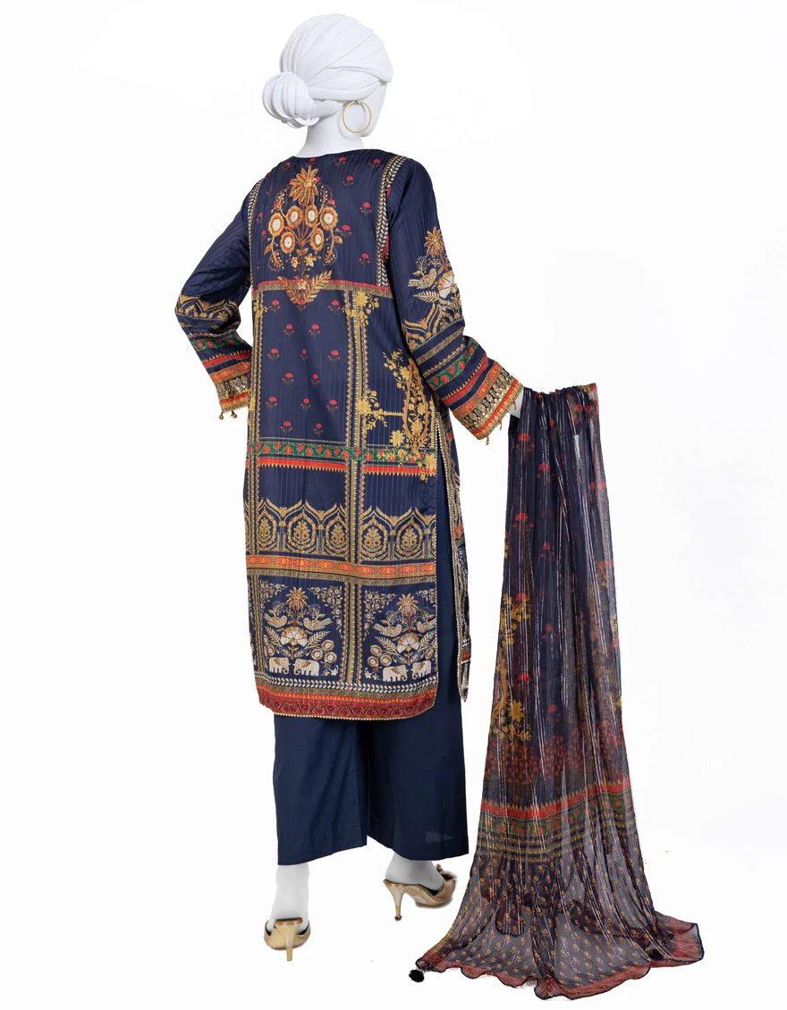 BLUE DOBBY 3PC UNSTITCHED | JLAWN-S-25-810 ROYAL HERITAGE-2 - Image 2
