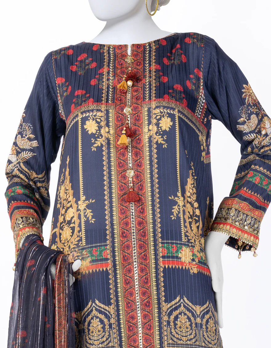 BLUE DOBBY 3PC UNSTITCHED | JLAWN-S-25-810 ROYAL HERITAGE-2 - Image 3