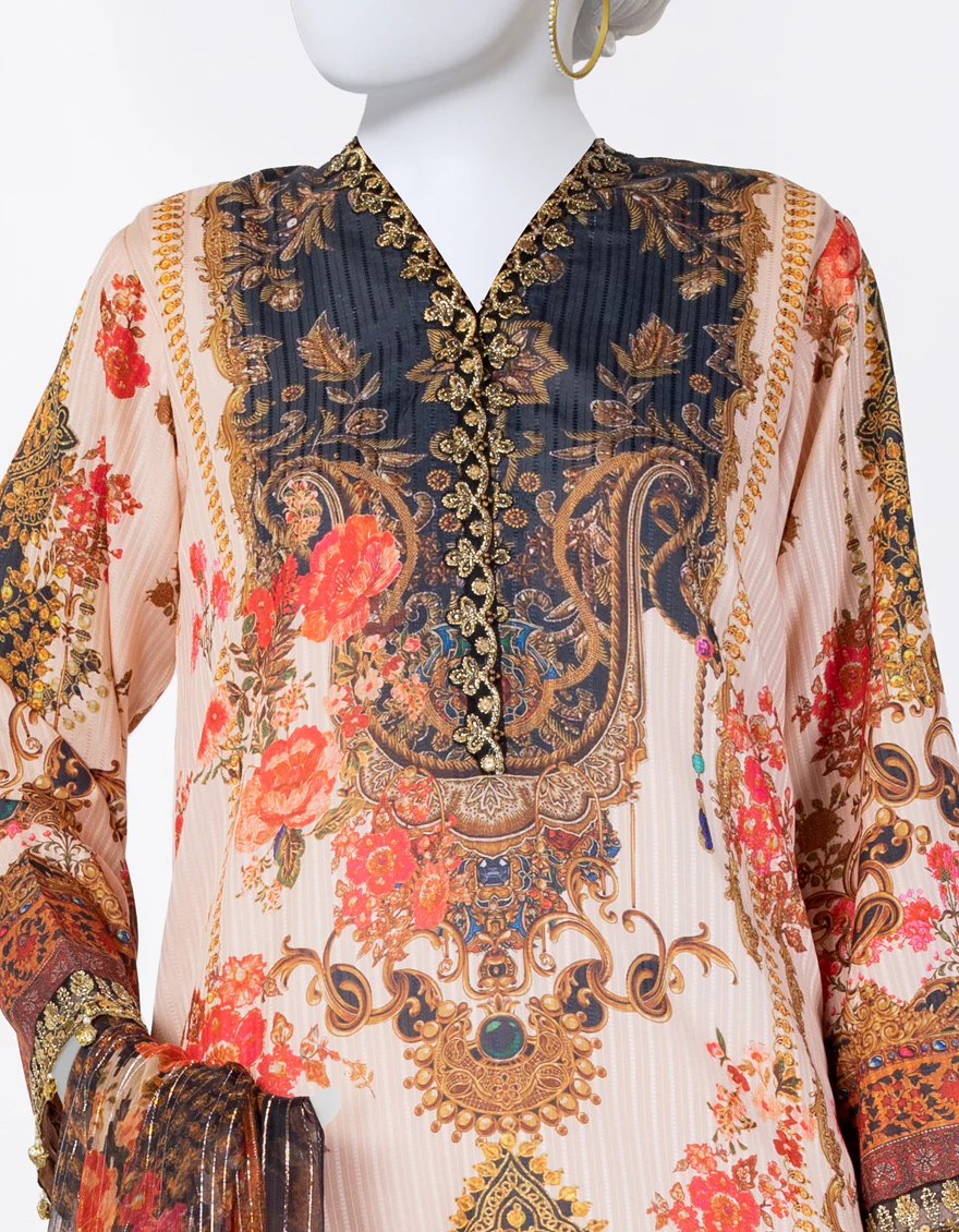 BEIGE DOBBY 3PC UNSTITCHED | JLAWN-S-25-812 ROYAL HERITAGE-4 - Image 2