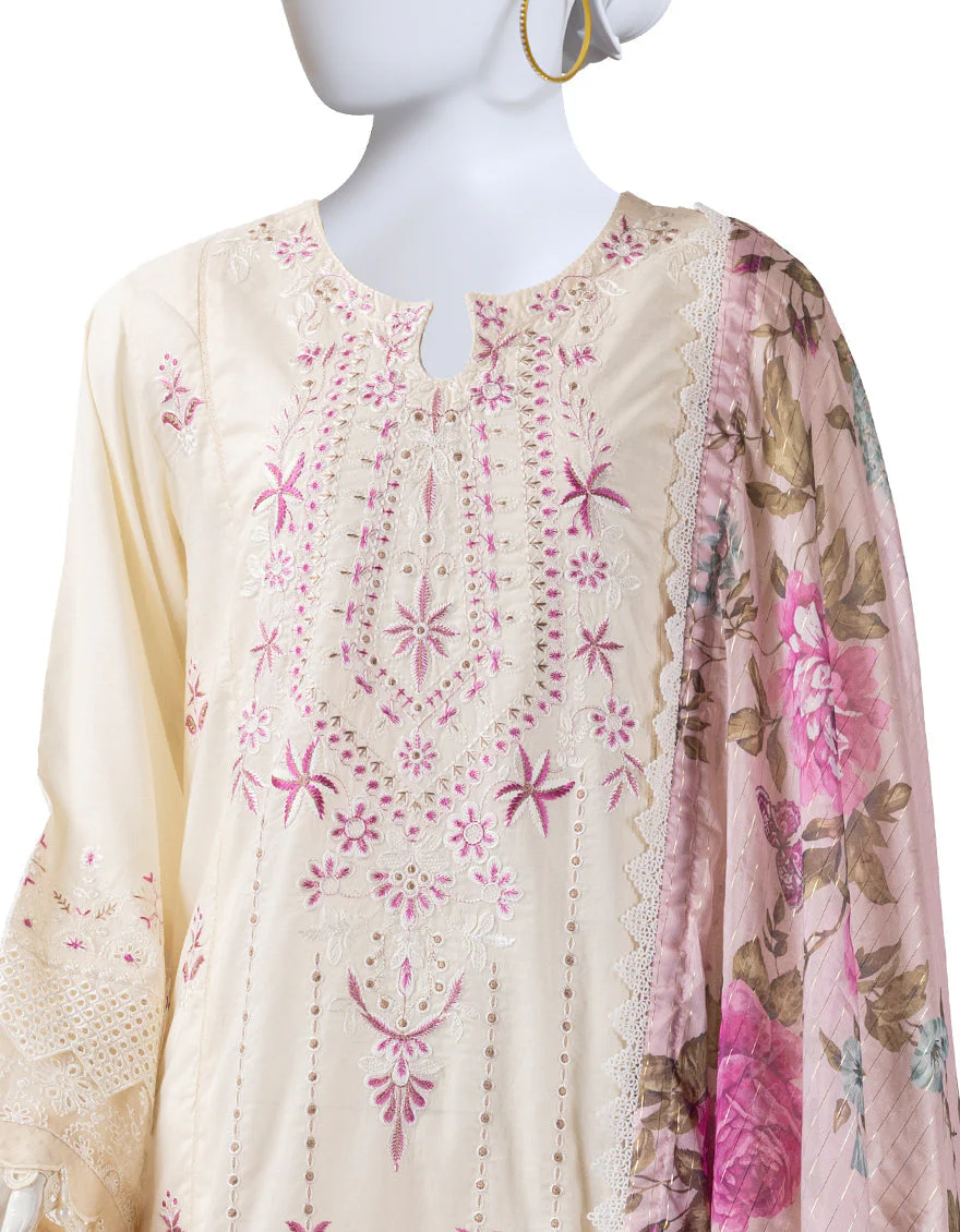 BEIGE LAWN 3PC STITCHED | JLAWN-S-25-821/S LUXE-A-01 - Image 2