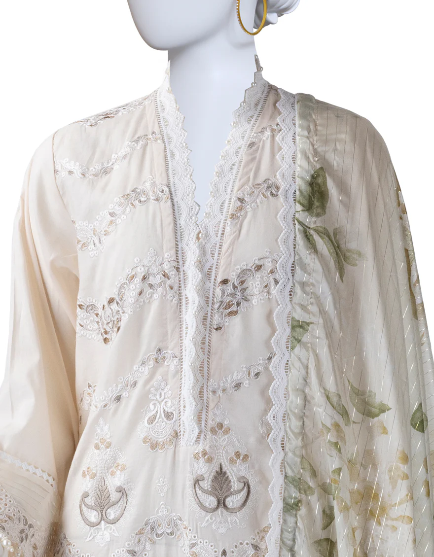 OFF WHITE LAWN 3PC UNSTITCHED | JLAWN-S-25-822 LUXE-A-02 - Image 3