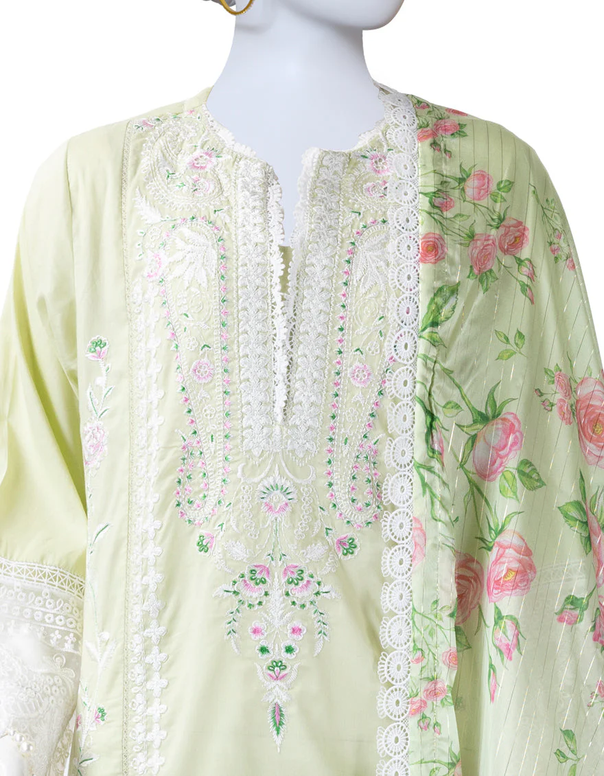 GREEN LAWN 3PC UNSTITCHED | JLAWN-S-25-825 LUXE-A-5 - Image 3