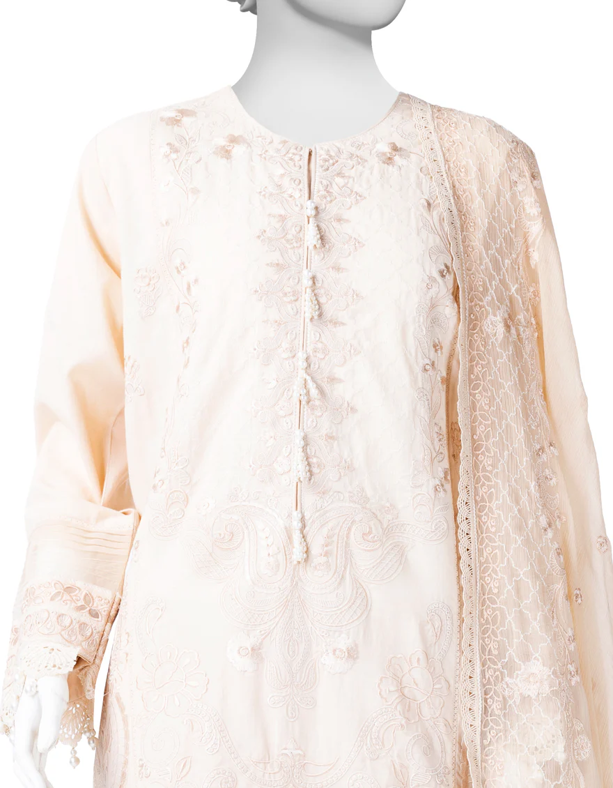 BEIGE LAWN 3PC STITCHED | JLAWN-S-25-829/S LUXE-B-03 - Image 3