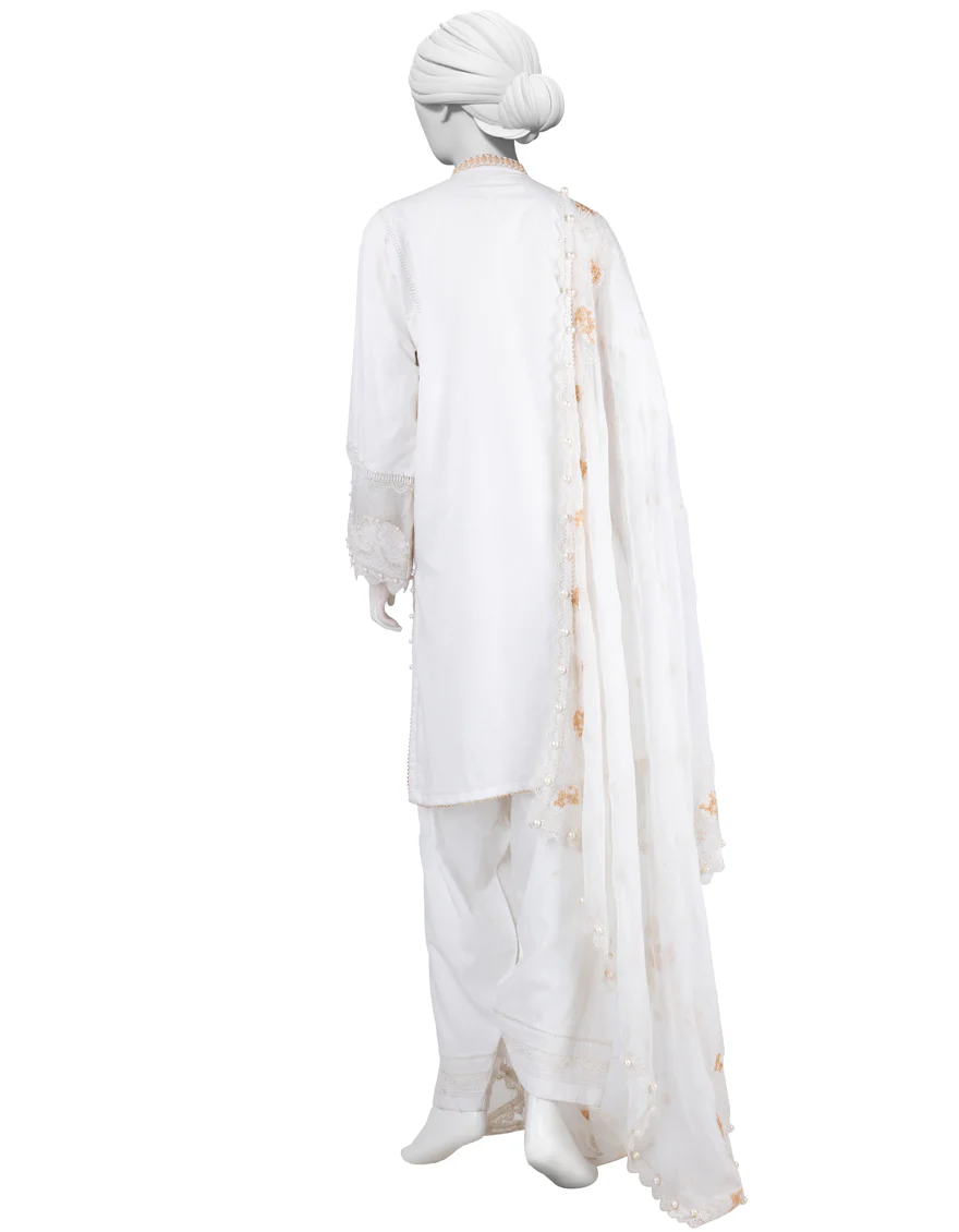 WHITE LAWN 3PC STITCHED | JLAWN-S-25-831/S LUXE-B-05 - Image 2