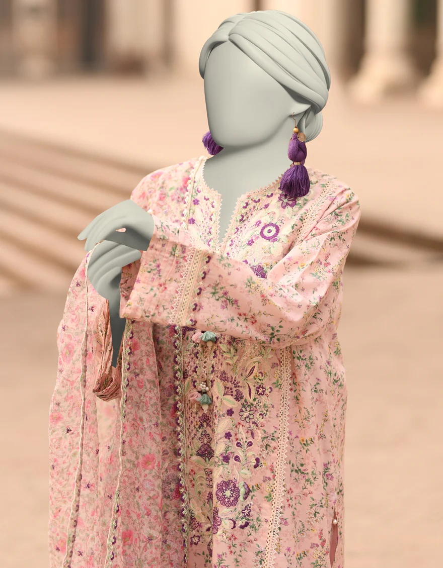 PINK LAWN 3PC STITCHED | JLAWN-S-25-839/S MAHROSH-3 - Image 2
